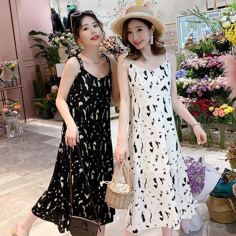 ✨Giá Bán Sỉ Spot Price✨Đầm Chiffon Hai Dây Dáng Rộng In Họa Tiết Hoa Lá Phong Cách Hàn Quốc Thời Trang Mùa Hè Quyến Rũ Cho Nữ