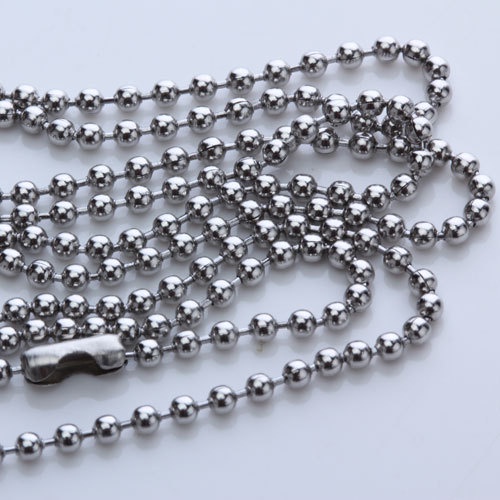 [PRETTYIA1] 316L Stainless Steel 2mm Ball Beads Necklace Chain DIY CRAFT - Silvery