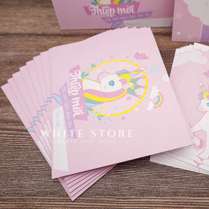 Set 10 THIỆP MỜI THÔI NÔI SINH NHẬT UNICORN cho bé