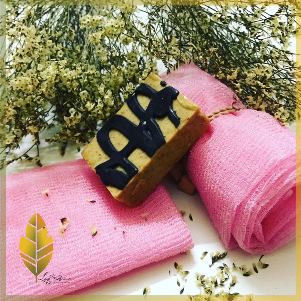 🛀 🚿 Combo trị mụn lưng: Xà bông Dalaksa Nghệ than tre và Miếng tắm chà lưng