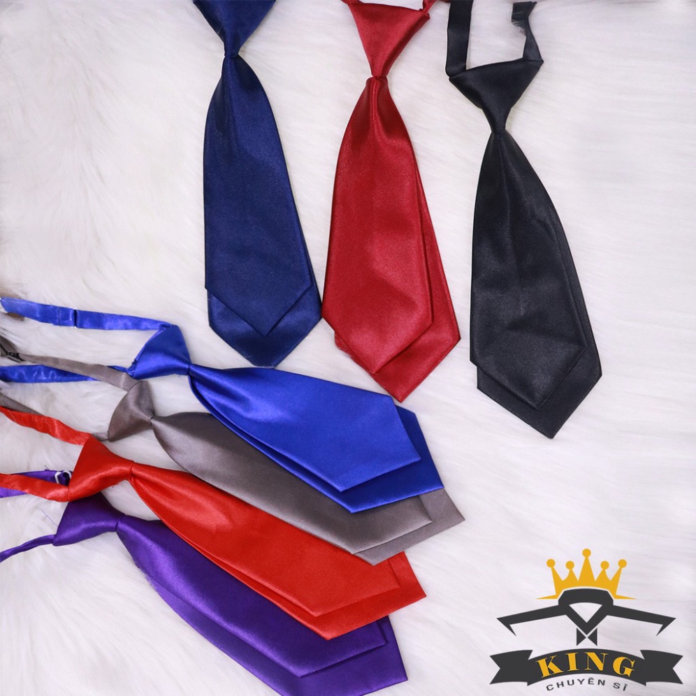Cà vạt nữ TINY KING - cavat học sinh công sở 1 lá 2 lá chất vải phi bóng dây đeo móc cài giá rẻ