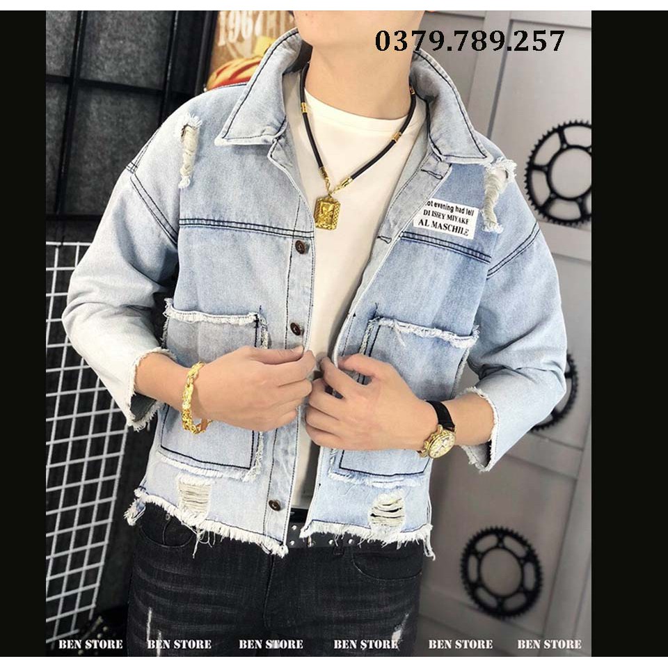 Áo khoác jean nam và Unisex khung thời gian Times thời trang đỉnh cao CHI068 - Mua Ngay