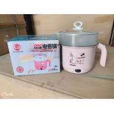 Ca nấu mì đa năng có lồng hấp - Freeship - Bếp điện nồi tráng men hấp, chiên, xào, lẩu, cháo, soup