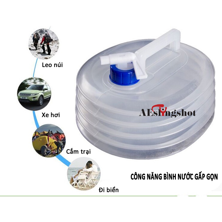 Bình đựng nước cắm trại du lịch dã ngoại di động ngoài trời, có van khóa, có vòi nối dài tiện lợi - DCP9
