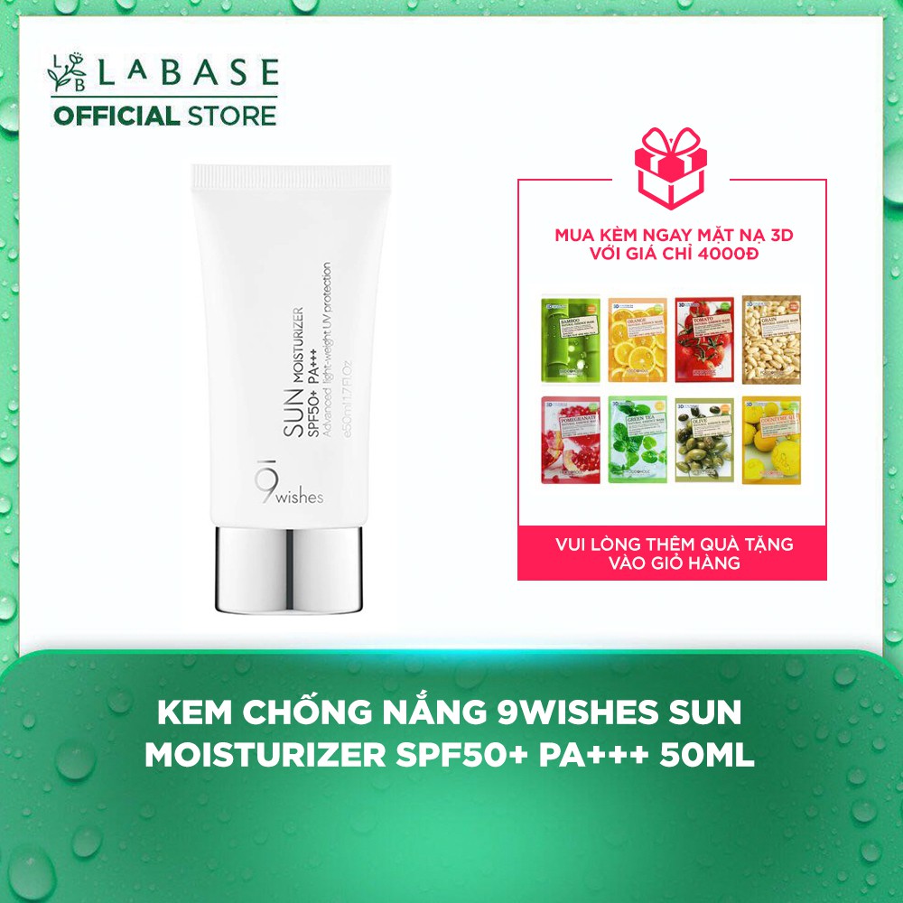 Kem chống nắng 9Wishes Sun Moisturizer SPF50+ PA+++ 50ml [Hàng nhập khẩu chính hãng]