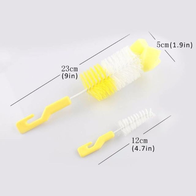 Bộ 2 Cọ Rửa Bình Sữa, Dụng Cụ Vệ Sịnh Cốc Sợi Cước Siêu Sạch, Bộ Cọ Rửa Vệ Sinh Bình Sữa Và Núm Ti Cho Bé