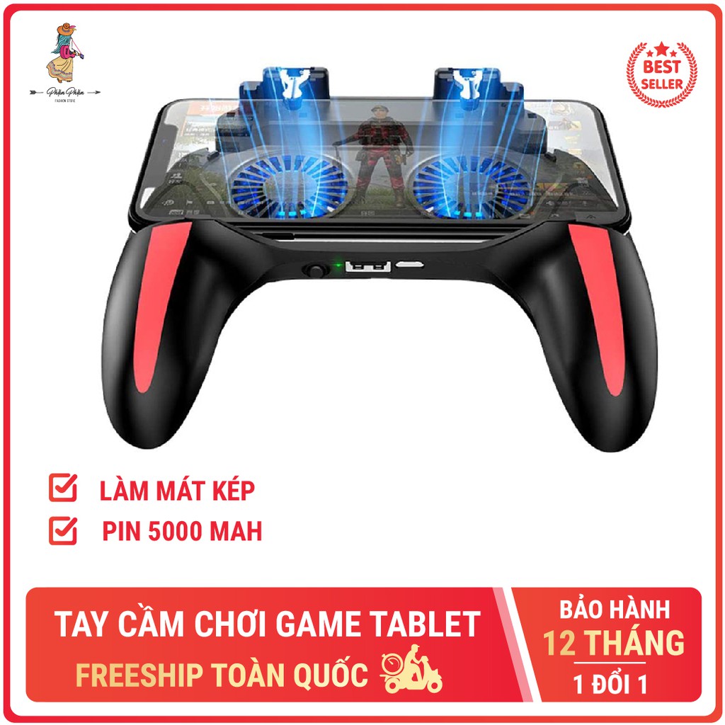 Tay cầm chơi game H10 sạc làm mát kép giá đỡ điện thoại điều khiển PUBG ROS liên quân Phặn Phặn