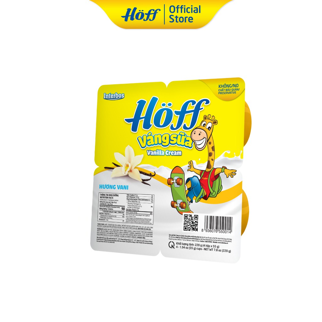 Váng Sữa vị Vani HOFF vỉ 4 hộp x 55g