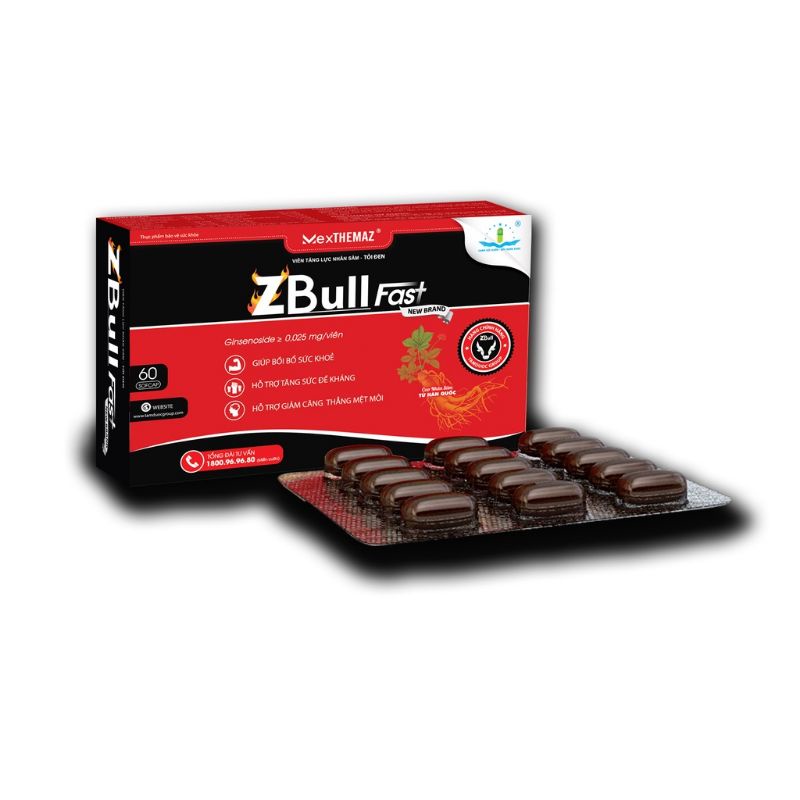 Viên Uống Tăng Lực Nhân Sâm Tỏi Đen ZBull /vỉ 15 viên,hộp 60 viên