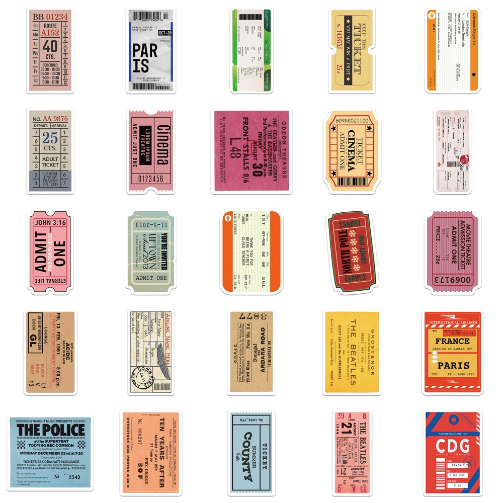 Miếng Dán Trang Trí Điện Thoại/ Ván Trượt/ Xe Đạp Hình Vé Máy Bay Kiểu Retro Độc Đáo