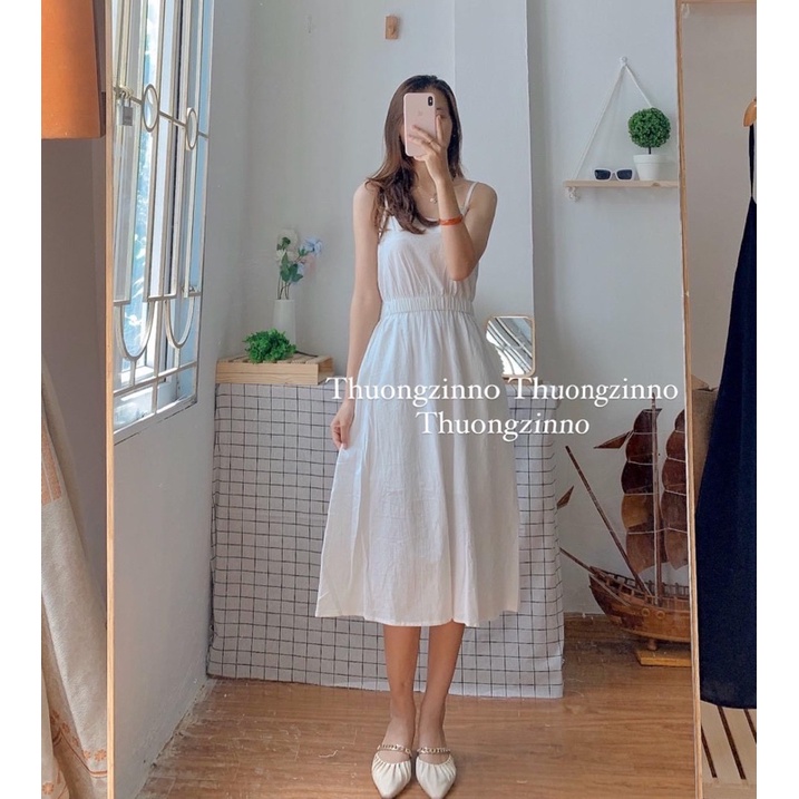 [ẢNH THẬT/VIDEO]ĐẦM HAI DÂY EO CHUN CO DÃN VÁY HAI DÂY SANG CHẢNH DÁNG DÀI