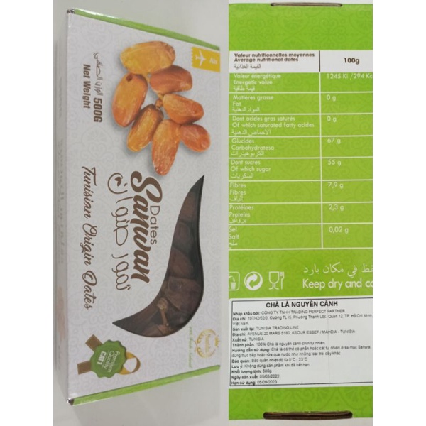 [ Nhập Khẩu Bay] Chà Là khô nguyên cành Dates Sanwan 500g Viet healthy loại thượng hạng chín và khô tự nhiên
