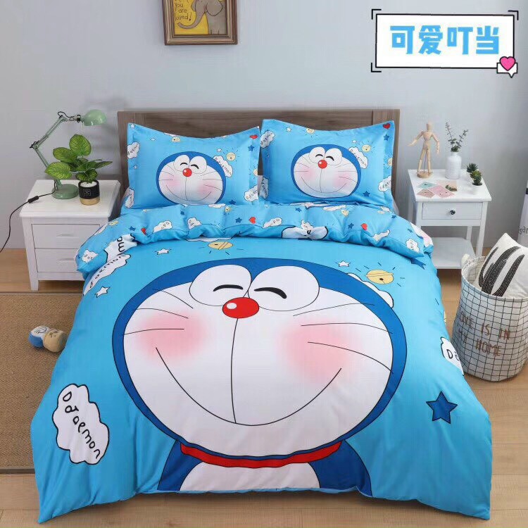 5 Bộ chăn ga gối drap giường cotton tina mẫu doremon cho bé hàng cao cấp - Ngân Khánh Bedding