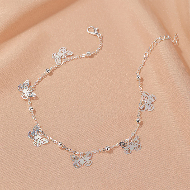 Simple Alloy Hollow Butterfly Anklet Personality Female Foot Chain Popular Summer Beach Foot Jewelry