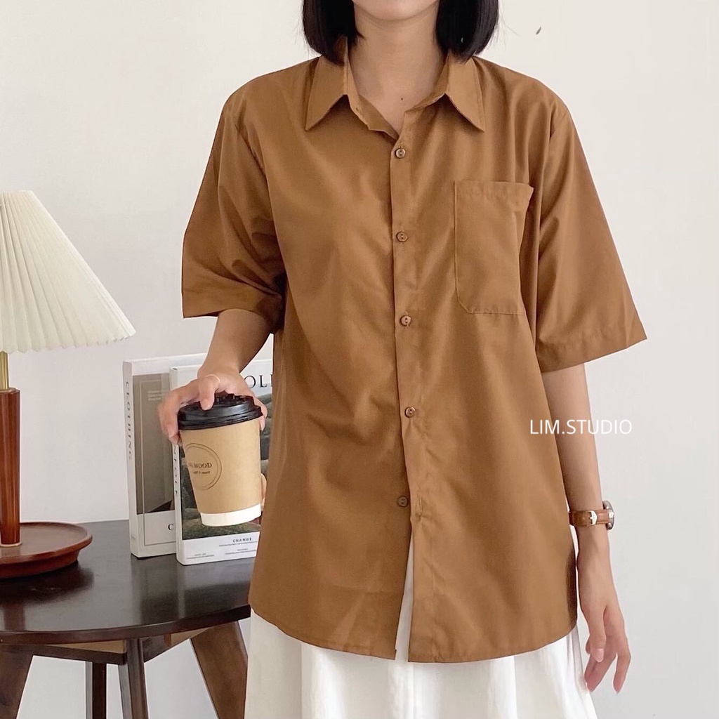 ÁO SƠ MI THÔ NGẮN TAY 1 TÚI | lim.studio