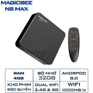Android Tivi Box Magicsee N5 Max phiên bản 2020 - Ram 4GB, Rom 32Gb, Android 9.0 ( Có