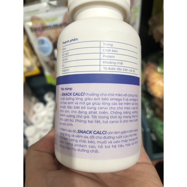 Canxi cho chó mèo SNACK CALCI hộp 120 viên, bổ sung canxi, omega 3, 6 chăm sóc da, lông, xương