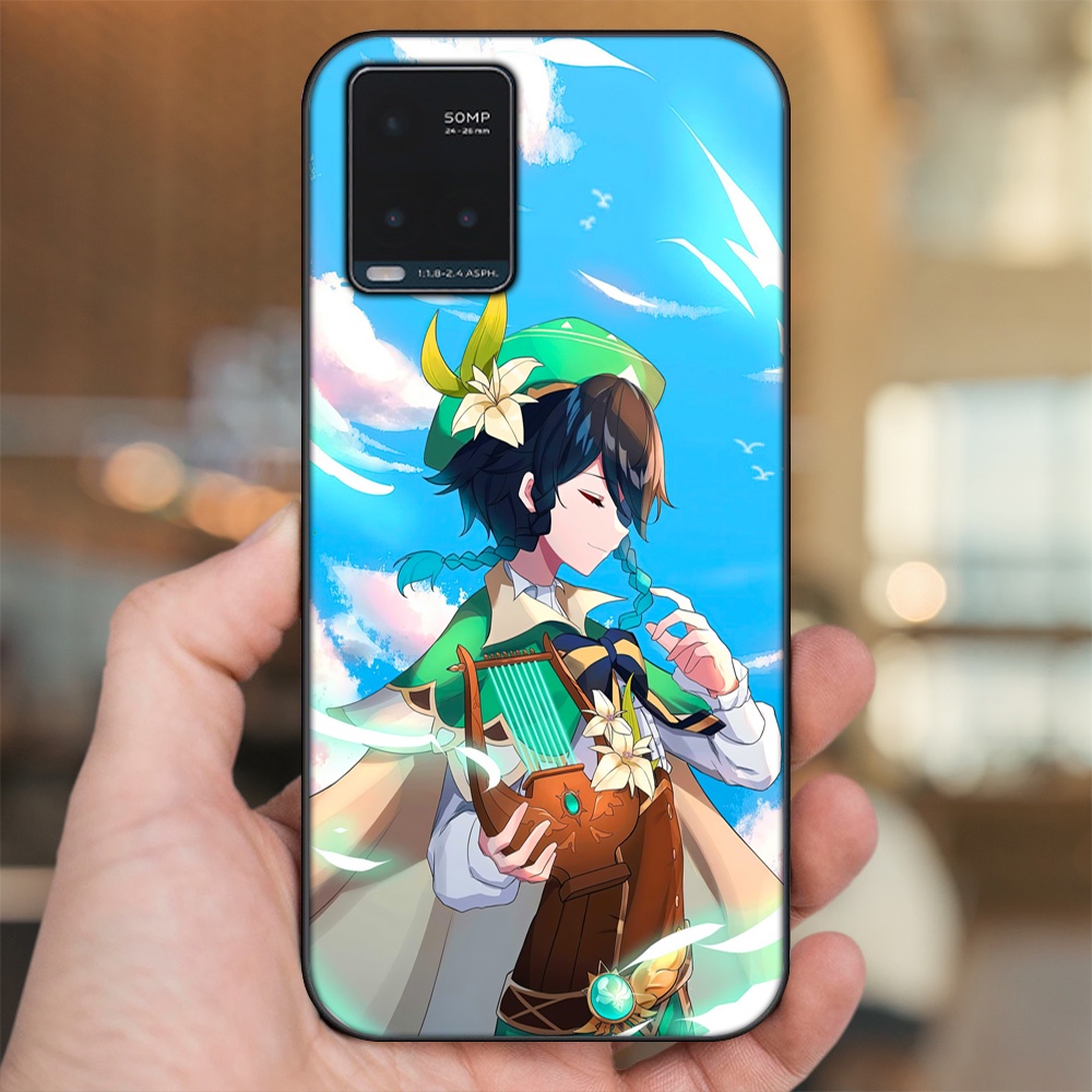 Ốp lưng Vivo Y21s, Y33s viền đen in hình Venti Genshin Impact