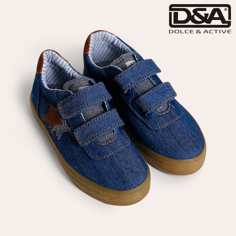 D&amp;A giày sneaker bé trai thời trang B1602 xanh bò