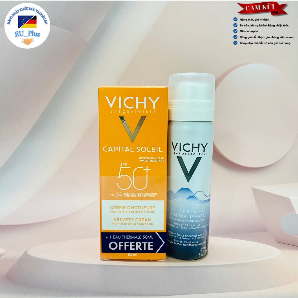 [TẶNG XỊT KHOÁNG] Kem chống nắng Vichy Capital Soleil  Pháp - 50ml