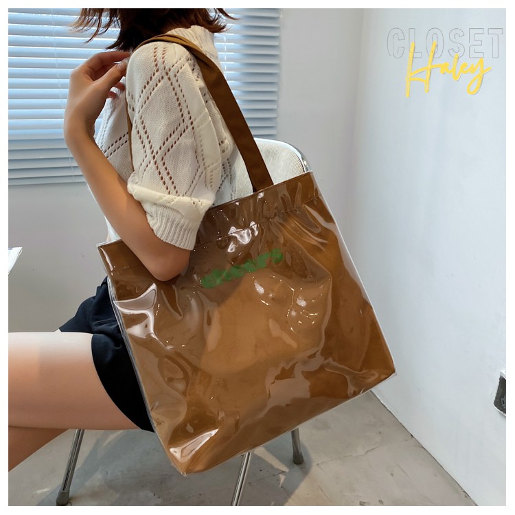 Túi Tote Trong Suốt Chữ Cheers Đeo Vai Bằng Pvc Thời Trang 2021 Túi Xách Trong Suốt Cỡ Lớn Haleycloset.