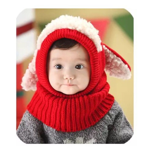 Mũ len tai cừu cho bé liền khăn cực xinh, cực ấm cho bé từ 1-5 tuổi