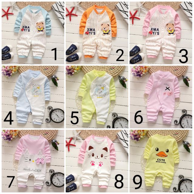 Bodysuit body cotton dài tay cho bé trai bé gái hàng quảng châu
