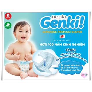 Bỉm quần/dán Genki Premium Soft siêu mềm đủ size NB44, S72, M64, L54, XL44, M32,L30, XL26, XXL18