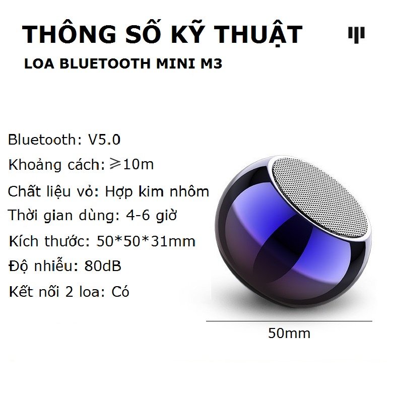 Loa Bletooth Mini Nghe Nhạc Không Dây M3, Loa Bluetooth Mini Giá Rẻ Vỏ Kim Loại Siêu Bền