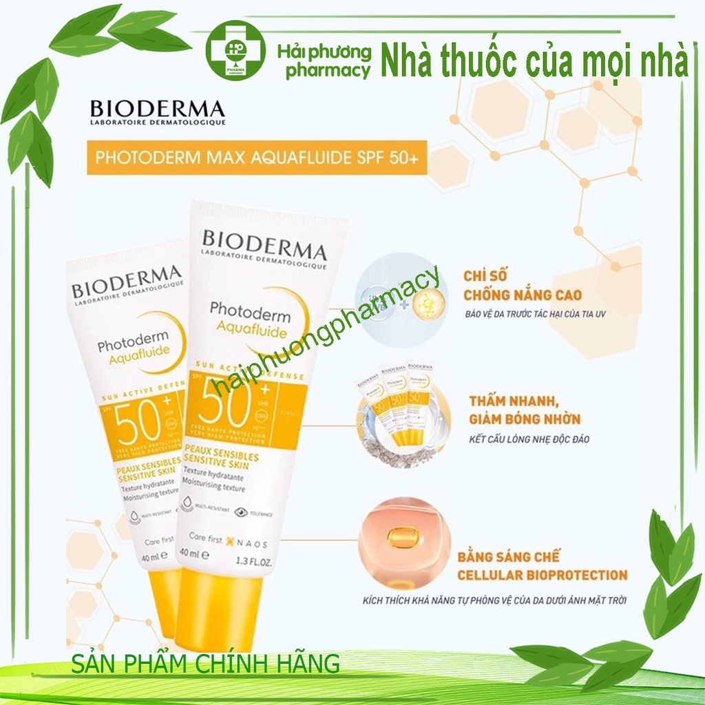 [MẪU MỚI] Kem Chống Nắng Phổ Rộng Bioderma Photoderm AquaFluide SPF 50+ Pháp 40Ml