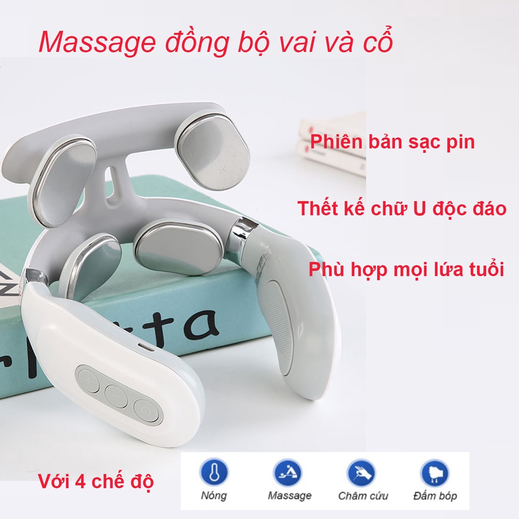 Máy massage cổ vai gáy cột sống 4 đầu thông minh công nghệ Nhật Bản H1017