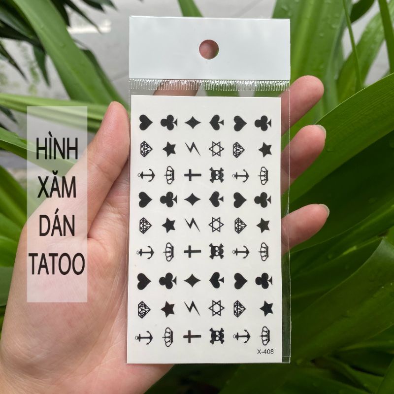 Hình xăm dán TATOO mini nhiều ký hiệu nhỏ x408.Xăm dán boss tatoo tạm thời, size <10x6cm