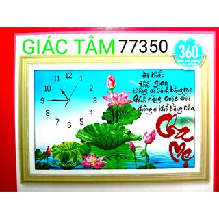 Tranh đá ĐỒNG HỒ CHA MẸ - 76x50cm - 77350 - BÔNG HOA SEN NƯỚC CHỮ - tranh đá chưa làm - chưa gắn đá - chưa đính đá