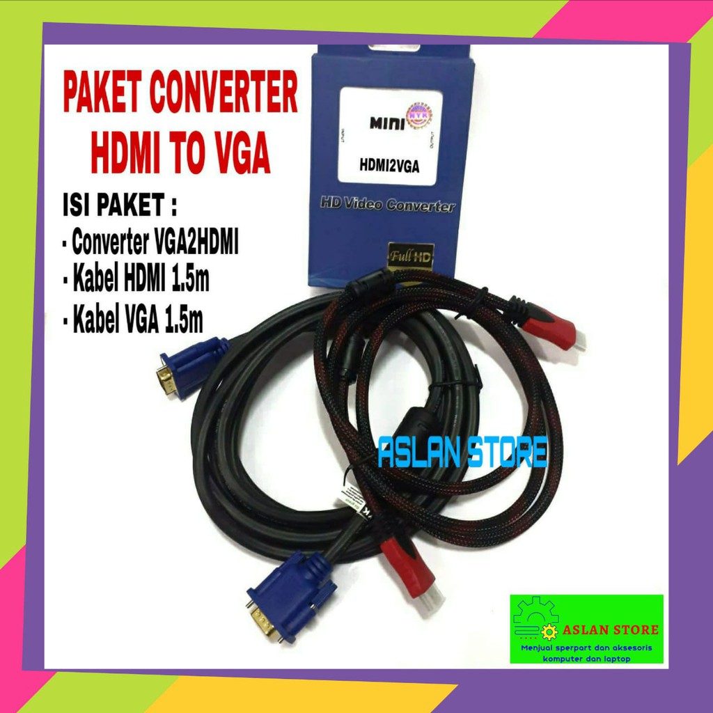 Hộp Chuyển Đổi Hdmi Sang Vga Mini Full Hd 1080p Hdmi2vga