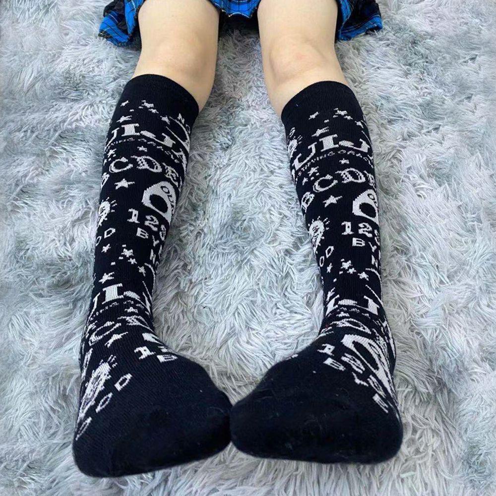 Vớ Dài Họa Tiết Đầu Lâu / Mặt Trời / Bộ Xương Harajuku Hàn Quốc Lấp Lánh Cho Nữ