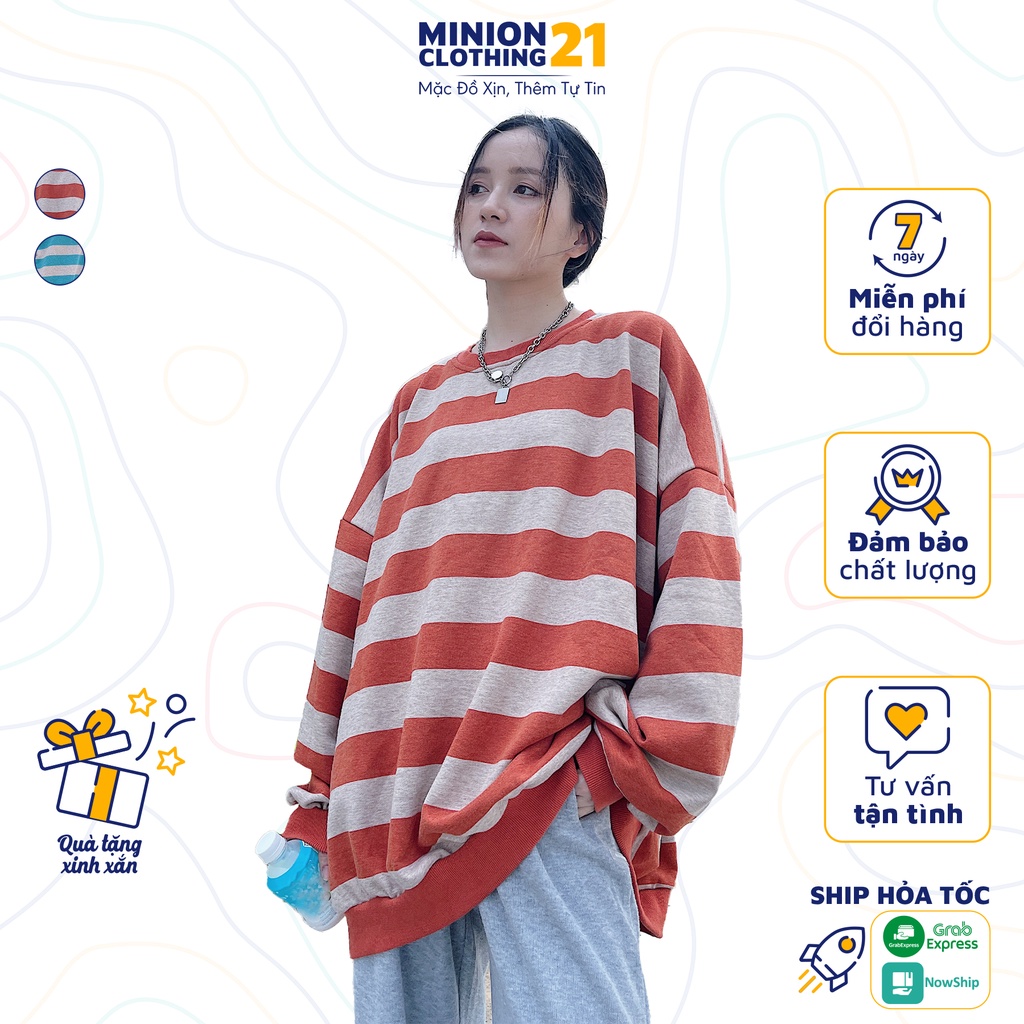 Áo nỉ nam nữ MINION CLOTHING oversize Unisex form rộng sweater kẻ Ulzzang Streetwear Hàn Quốc chất da cá cao cấp A3034 | BigBuy360 - bigbuy360.vn