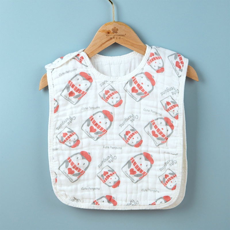 Yếm Ăn Cotton Mềm Mại In Họa Tiết Hoạt Hình Đáng Yêu Cho Bé