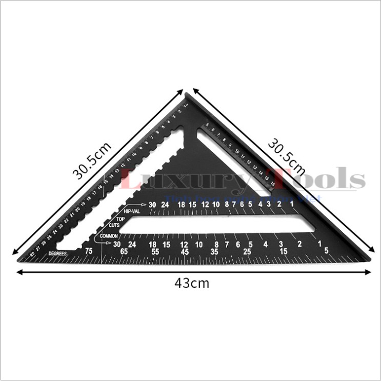 [Loại xịn] Thước ke vuông góc 90 độ , thước mòi 45 độ , eke vuông góc , thước tam giác hợp kim nhôm đúc sơn tĩnh điện