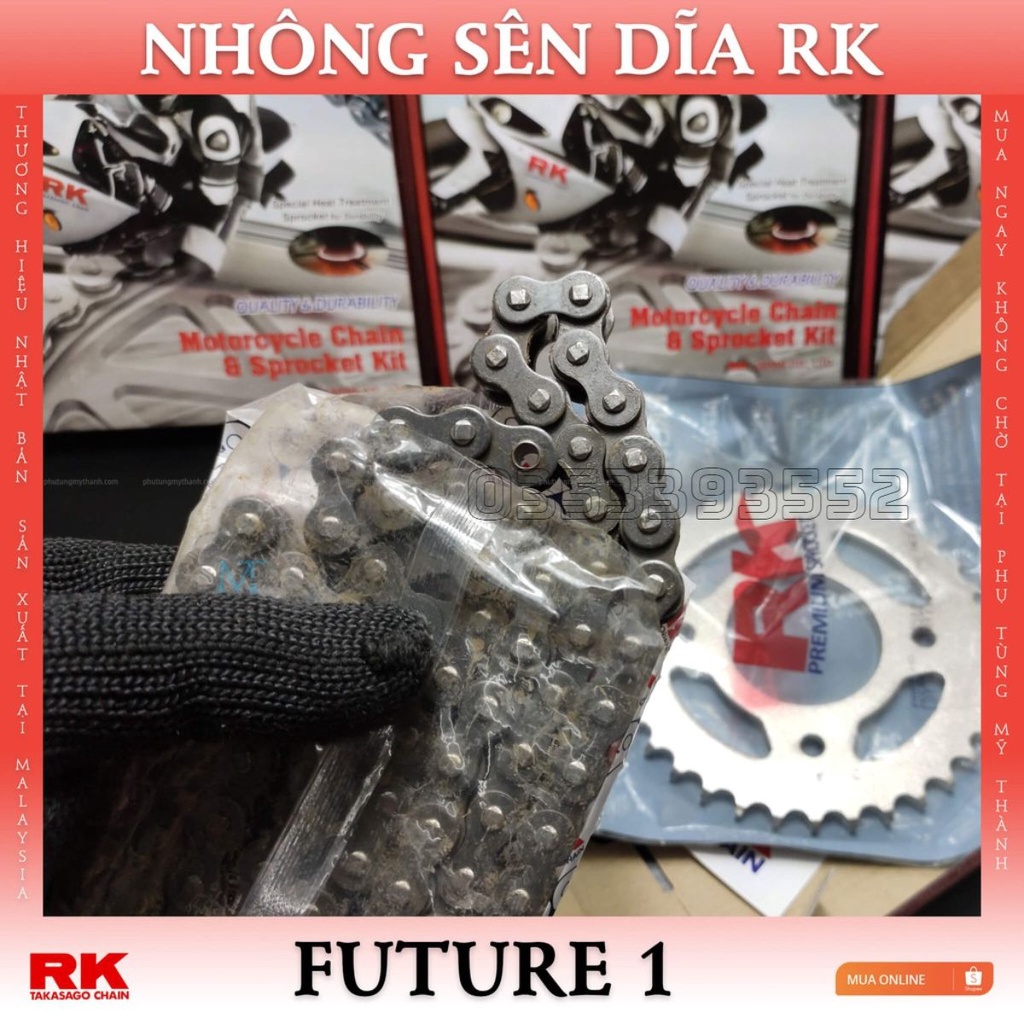 Nhông sên dĩa RK xe Dreams & Future 1 thương hiệu Nhật Bản êm tròn.. BB