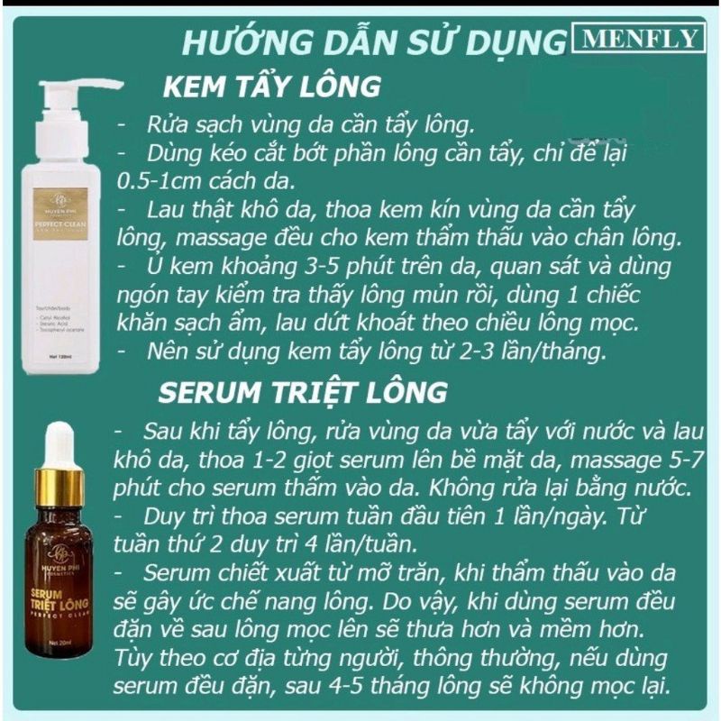 Combo kem tẩy lông Huyền Phi 120ml đánh bay mọi loại lông an toàn không đau
