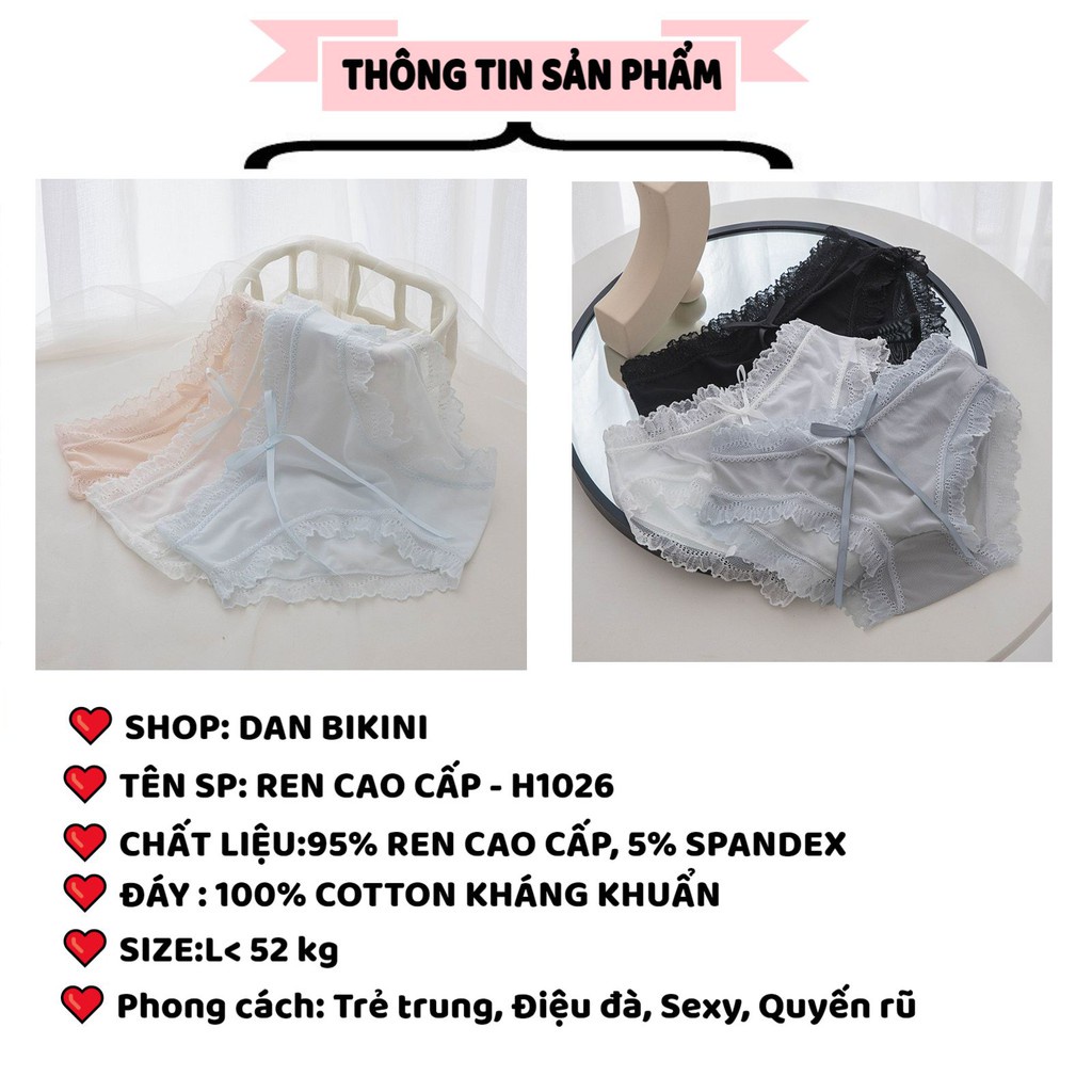 Quần Lót Nữ ❤️FREESHIP❤️ Quần Lót Ren Viền Bèo xuyên thấu mềm mại thoáng mát đính nơ gợi cảm điệu đà mã H1026