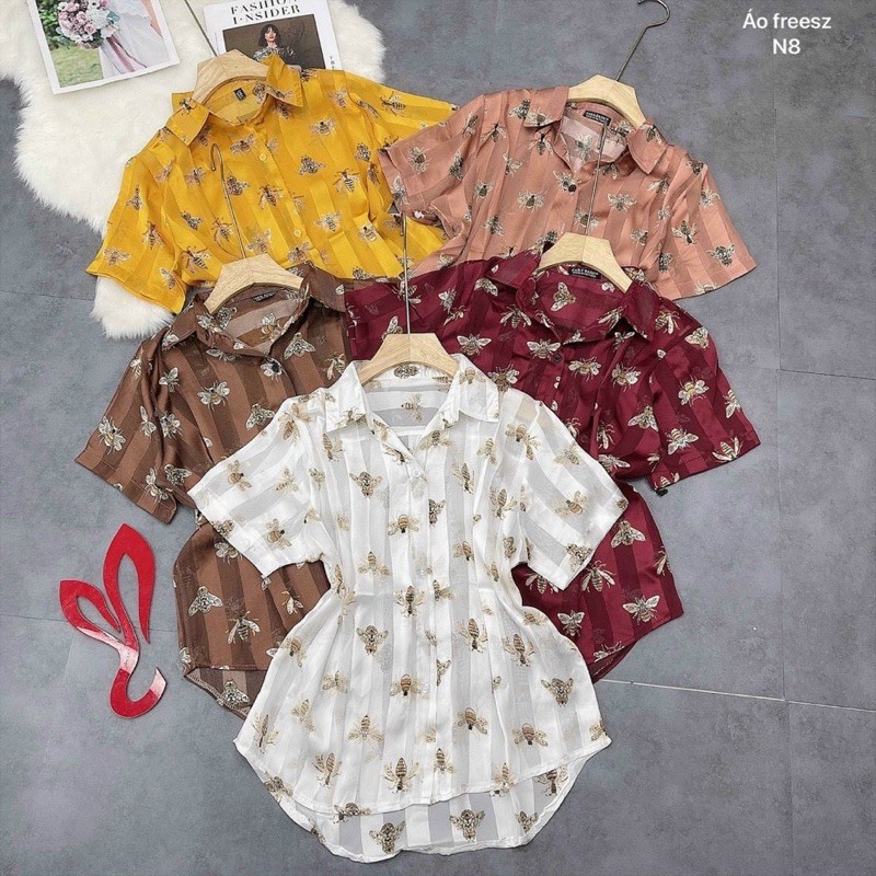 Áo Sơ Mi Ong Ngắn Tay Chất Lụa Tơ Siêu Hot Giá sỉ 9