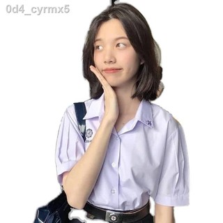 Thái Lan đồng phục học sinh jk lớp áo sơ mi đại phong cách màu tím thêu kh