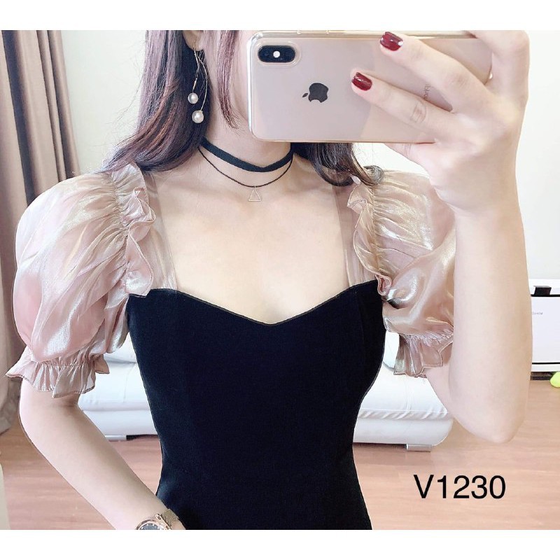 [ xả kho ] MiD Đầm dự tiệc dáng ôm phối tay điệu thiết kế V1230 Mie Design kèm ảnh thật