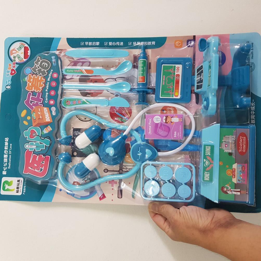 Bộ vĩ đồ chơi bác sĩ cho bé gái, bé trai gồm hộp y tế y tá, tiêm , ống nghe dụng cụ cho bé từ 1 - 6 tuổi