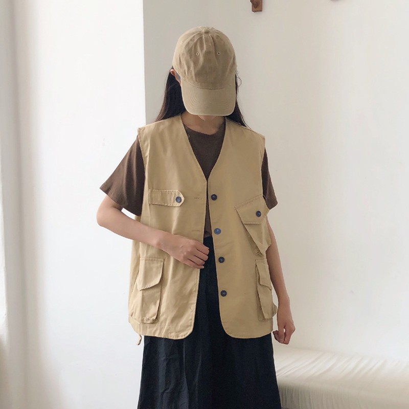 [Có sẵn]🌿 Áo khoác gile kaki mỏng túi hộp ulzzang 🔥 | BigBuy360 - bigbuy360.vn