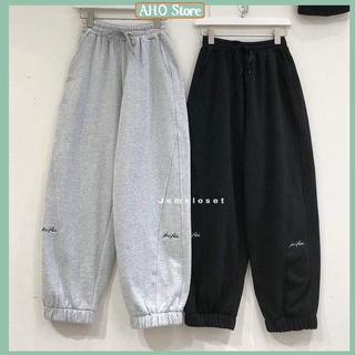 Quần jogger nam nữ thêu chân aci bo gấu quần nỉ unisex cạp chun freesize form rộng