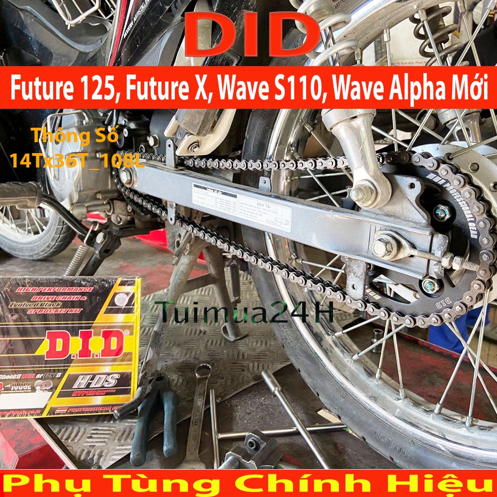 Nhông sên dĩa DID 10 ly xe Future X , Future 125 , Wave RS , S110, Blade, RSX, Wave Alpha