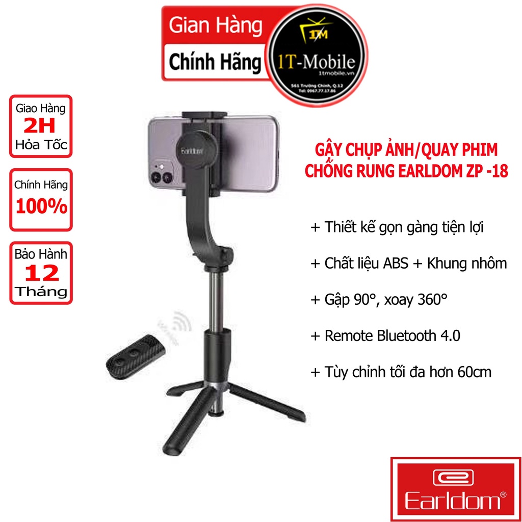 [Mã BMBAU300 giảm 10% đơn 499K] Gậy Chụp Ảnh Chống Rung Earldom ZP - 18 (Gimbal)