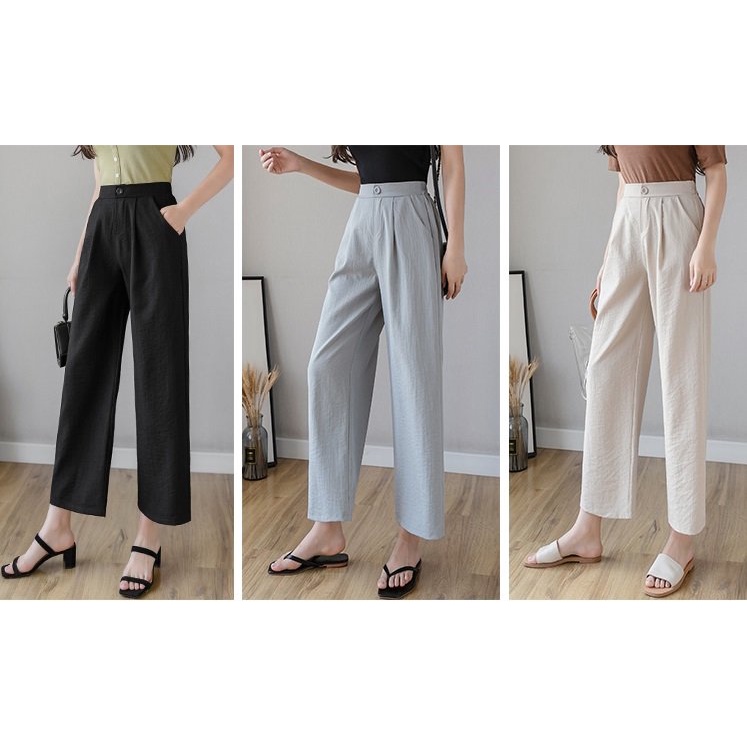 Quần đũi nữ ống rộng, dài - Quần culottes đũi dáng dài ống rộng dáng suông Hot Trend Qt38